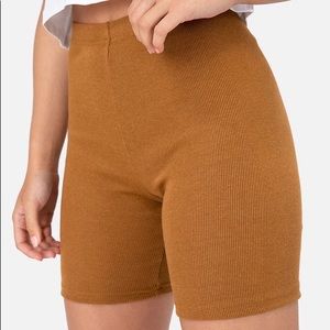 ADIKA Tan Ribbed Biker Shorts